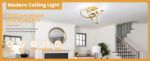 Picture of 22W Modern LED Ceiling Light - Elegant Black & Gold Spiral Flower Design, Energy Saving Flush Mount Lighting Fixture for Bedroom, Living Room, Kitchen & Hallway