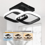 Picture of Square LED Ceiling Lights 22W - Modern Black Aluminum Flush Mount Fixture, IP54 Waterproof
