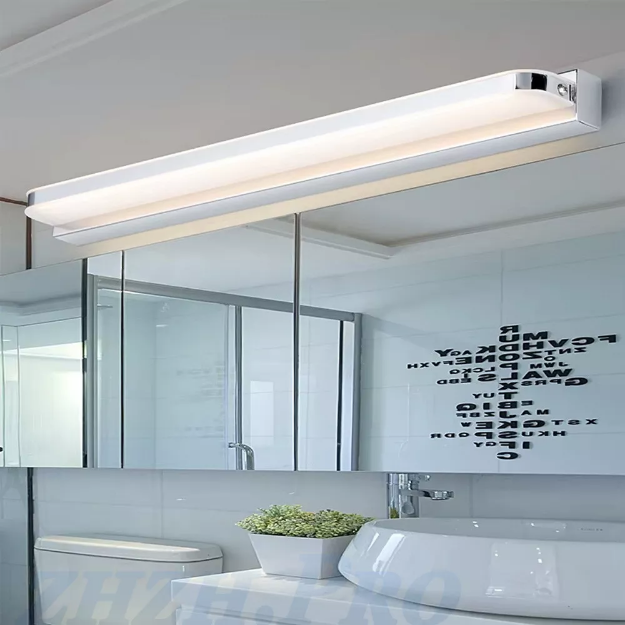 Picture of LED Mirror Front Light 9W, IP44 Bathroom Wall Light – Stainless Steel Over Mirror Lighting, Dimmable Vanity Light for Makeup, Shaving, Backlit Mirror 