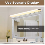 Picture of LED Mirror Front Light 9W, IP44 Bathroom Wall Light – Stainless Steel Over Mirror Lighting, Dimmable Vanity Light for Makeup, Shaving, Backlit Mirror 