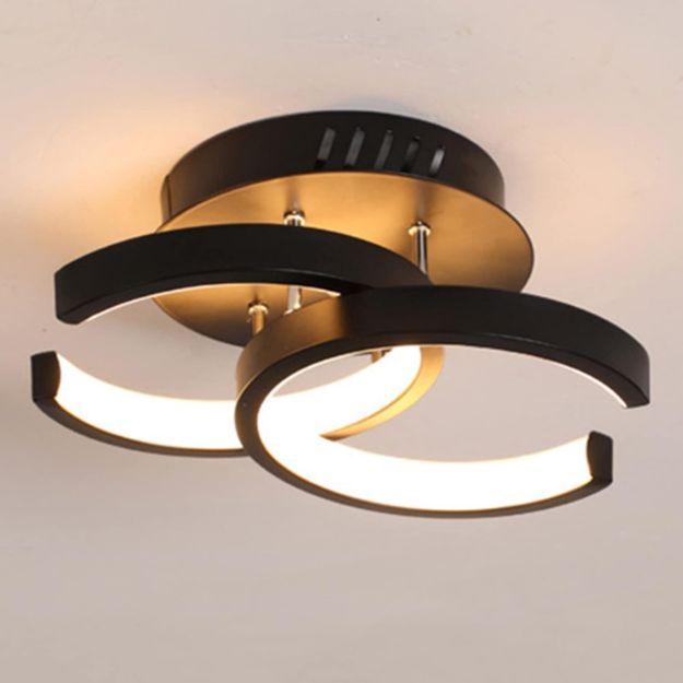 Picture of Modern 2-Light LED Ceiling Light Fixture, 22W Flush Mount Metal Lamp for Living Room, Bedroom, Office, Hallway – Cool White