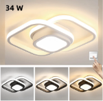 Picture of Modern Chic LED Ceiling Light - 30W Dimmable Tricolor Lighting, Ultra-Thin Square Flush Mount Fixture for Bedroom, Living Room, Kitchen & Office