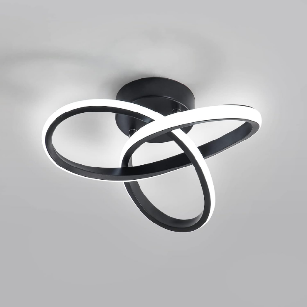 Picture of Modern 20W LED Ceiling Light, 2200LM Dimmable Flush Mount Fixture, 25cm Black Indoor Lamp – 3000K/4500K/6500K for Bedroom, Kitchen, Hallway, Office, Living Room