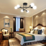 Picture of Modern Sputnik Chandelier, 6-Light Retro Industrial Ceiling Fixture, Black & Gold Pendant Light for Home & Cafe – E27 Compatible