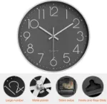 Picture of Modern Silent Wall Clock,  Non-Ticking Round Clock for Study, Bedroom & Living Room