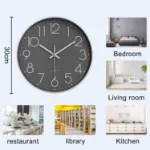 Picture of Modern Silent Wall Clock,  Non-Ticking Round Clock for Study, Bedroom & Living Room