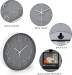 Picture of Modern Silent Wall Clock,  Non-Ticking Round Clock for Study, Bedroom & Living Room