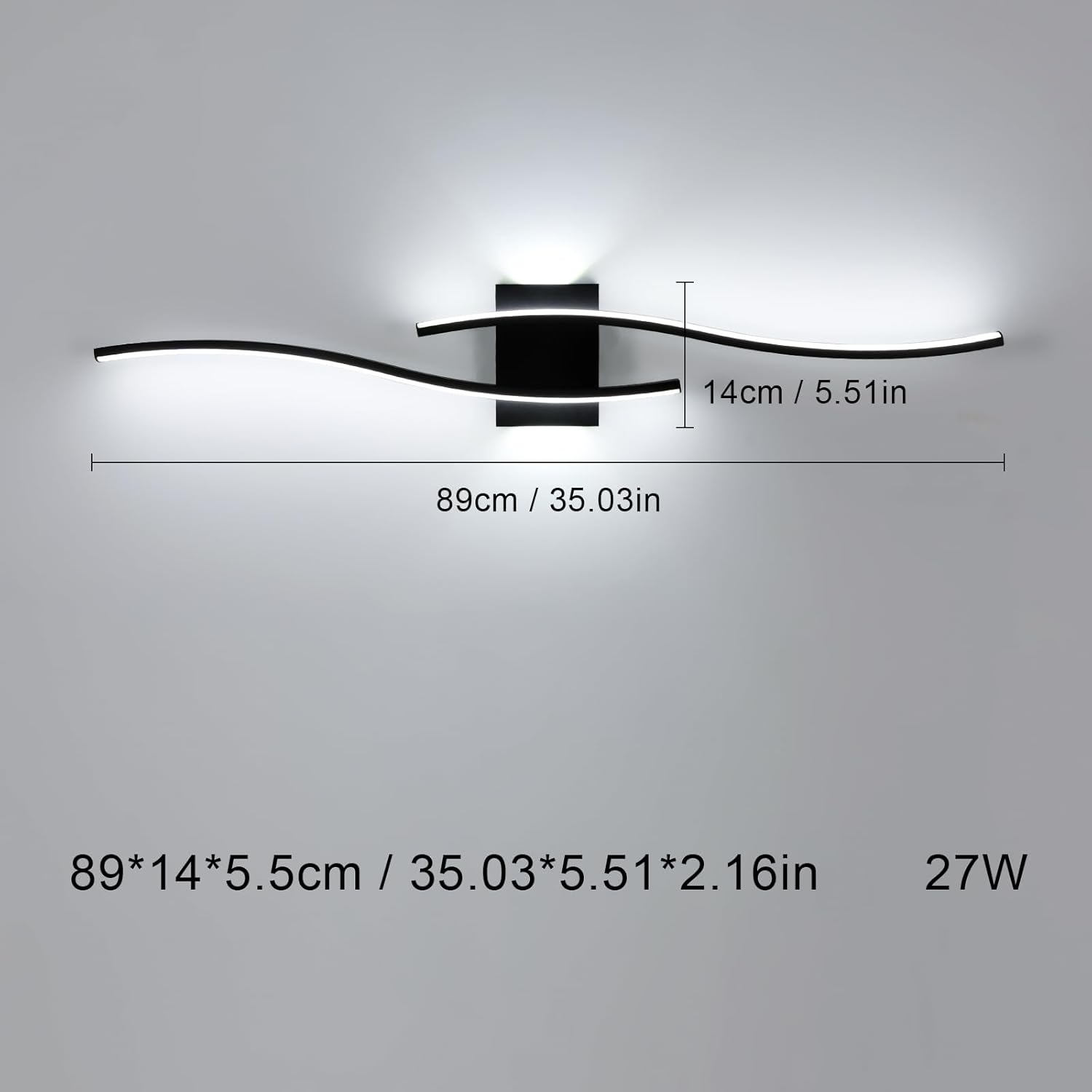 Modern LED Wall Light 27W Wave Design, Cool White