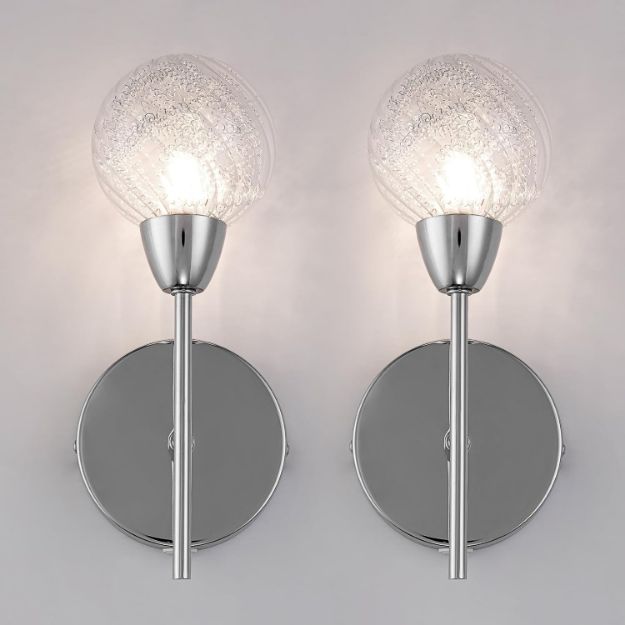 Picture of Modern Chrome Wall Lights Set of 2 with Switch