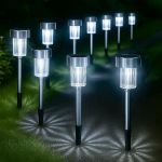Picture of 10 Pack Stainless Steel Solar Garden Pathway Lights