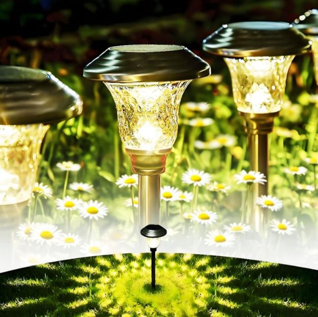 Picture of 4 Pack Metal Solar Garden Stake Lights Outdoor Waterproof