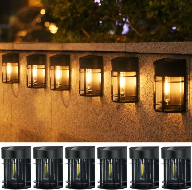 Picture of Nipify 6 Pack Solar Fence Lights Outdoor Waterproof