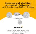 Picture of MiniSun 3-Way Chrome Swirl Ceiling Light with Jewel Shades