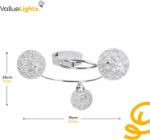 Picture of MiniSun 3-Way Chrome Swirl Ceiling Light with Jewel Shades