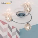 Picture of MiniSun 3-Way Chrome Swirl Ceiling Light with Jewel Shades