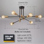 Picture of Lightess Sputnik Chandelier 6-Light Black & Gold Pendant