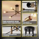 Picture of Lightess Sputnik Chandelier 6-Light Black & Gold Pendant