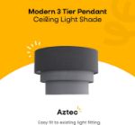Picture of Modern 3-Tier Grey Fabric Ceiling Pendant Light Shade