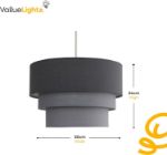 Picture of Modern 3-Tier Grey Fabric Ceiling Pendant Light Shade