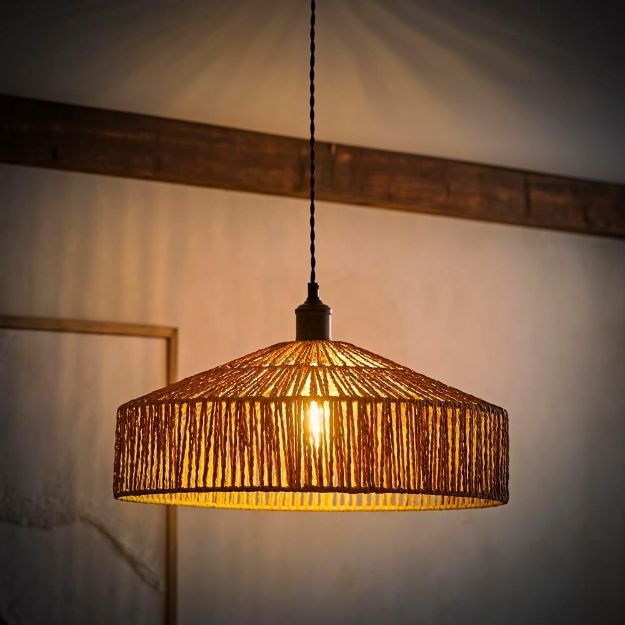 Picture of Modern Natural Woven Rope Tapered Ceiling Pendant Light Shade