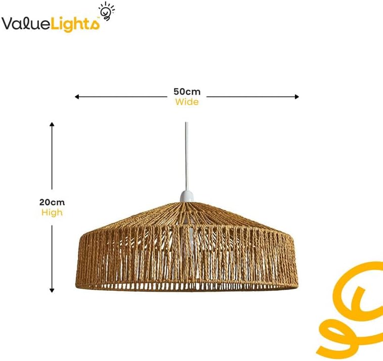 Modern Woven Rope Ceiling Pendant Light Shade – Natural Tapered Design