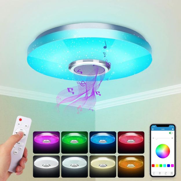Picture of ZXICH 36W LED Ceiling Light with Bluetooth Speaker RGB