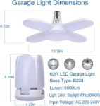 Picture of HZSANUE 60W B22 LED Garage Light with 4 Panels