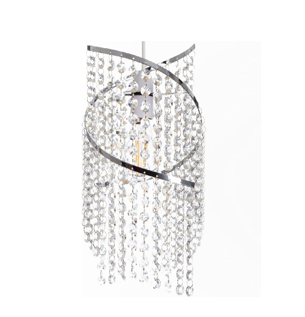 Picture of K9 Crystal Spiral Droplet Ceiling Light Shade Chrome