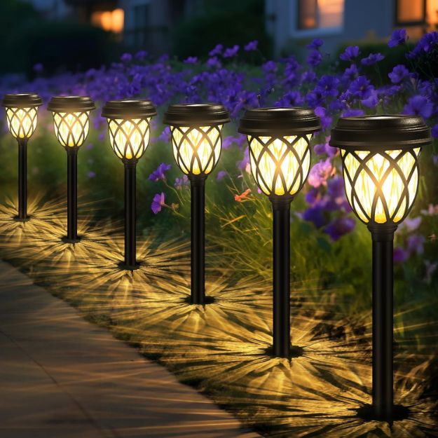 Picture of HELESIN Solar Garden Pathway Lights – 6 Pack, Warm White