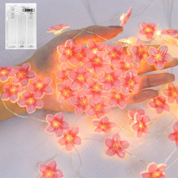 Picture of Cherry Blossom Fairy String Lights – 20 LED Pink Flowers