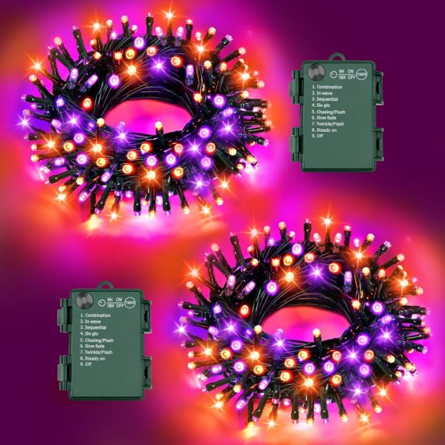 Picture of Halloween Fairy String Lights – 100 LED Orange & Purple