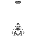 Picture of Modern Industrial Pendant Light - Triangle Shape Black Metal Hanging Lamp with Adjustable Height, E27 Base, and Vintage Cage Design for Dining Room, Kitchen, Living Space, and Office