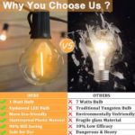 Picture of 100FT/30M Outdoor Festoon String Lights, Waterproof Garden Party Lights with 50+2 LED Bulbs, 2700K Warm White Mains Powered Patio Lights for Wedding, Yard & Christmas