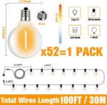 Picture of 100FT/30M Outdoor Festoon String Lights, Waterproof Garden Party Lights with 50+2 LED Bulbs, 2700K Warm White Mains Powered Patio Lights for Wedding, Yard & Christmas