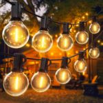 Picture of 100FT/30M Outdoor Festoon String Lights, Waterproof Garden Party Lights with 50+2 LED Bulbs, 2700K Warm White Mains Powered Patio Lights for Wedding, Yard & Christmas