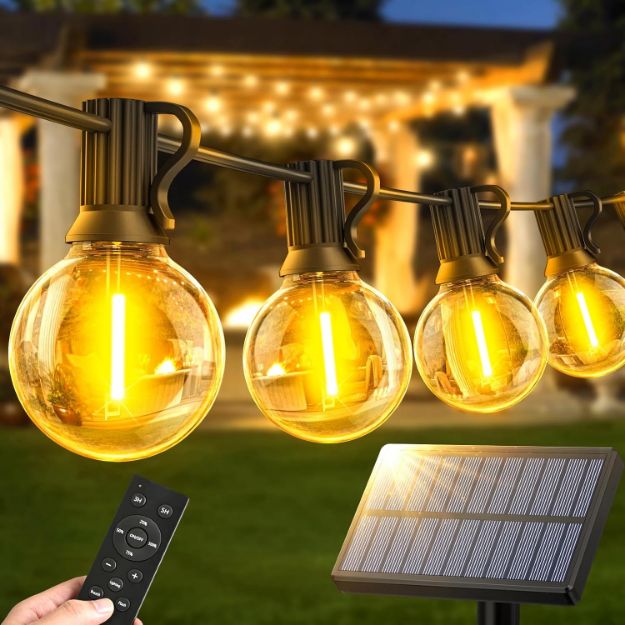 Picture of Solar String Lights Outdoor Garden – Festoon Lights with Remote Control, Waterproof LED Fairy Lights for Patio, Yard, Garden, Party & Wedding