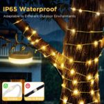 Picture of Solar Camping Lights 10M, USB & Solar Rechargeable Outdoor String Light, 8 Lighting Modes, IP65 Waterproof, 3000mAh Battery, 30s Roll-Up, Portable Retractable Tent Light with Timer for Camping, Yard & RV