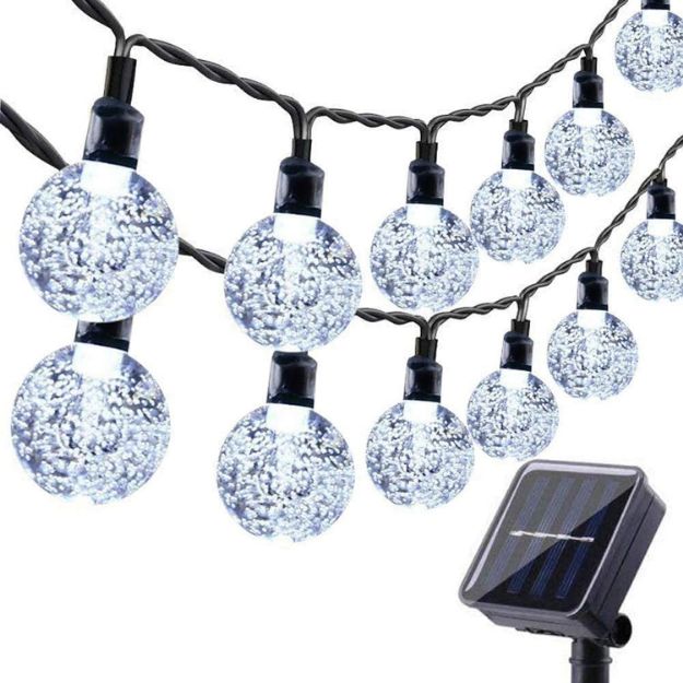 Picture of Solar Garden String Lights Outdoor, 36ft 60 LED Crystal Ball Lights, Waterproof Solar Powered Fairy Lights for Garden, Patio, Yard, Party & Indoor Decoration