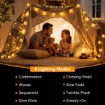 Picture of Solar Garden String Lights 10M/33Ft, 60 LED Warm White Crystal Ball & Star Fairy Lights, IP65 Waterproof Outdoor Decorative Lights with 8 Modes for Garden, Yard, Patio & Home