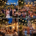 Picture of Solar Garden String Lights 10M/33Ft, 60 LED Warm White Crystal Ball & Star Fairy Lights, IP65 Waterproof Outdoor Decorative Lights with 8 Modes for Garden, Yard, Patio & Home