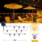 Picture of 15M Solar String Lights Outdoor – Festoon Lights with 40+2 G40 LED Bulbs, Waterproof Garden Lights for Patio, Yard, Gazebo, Pergola, Wedding, Party & Garden